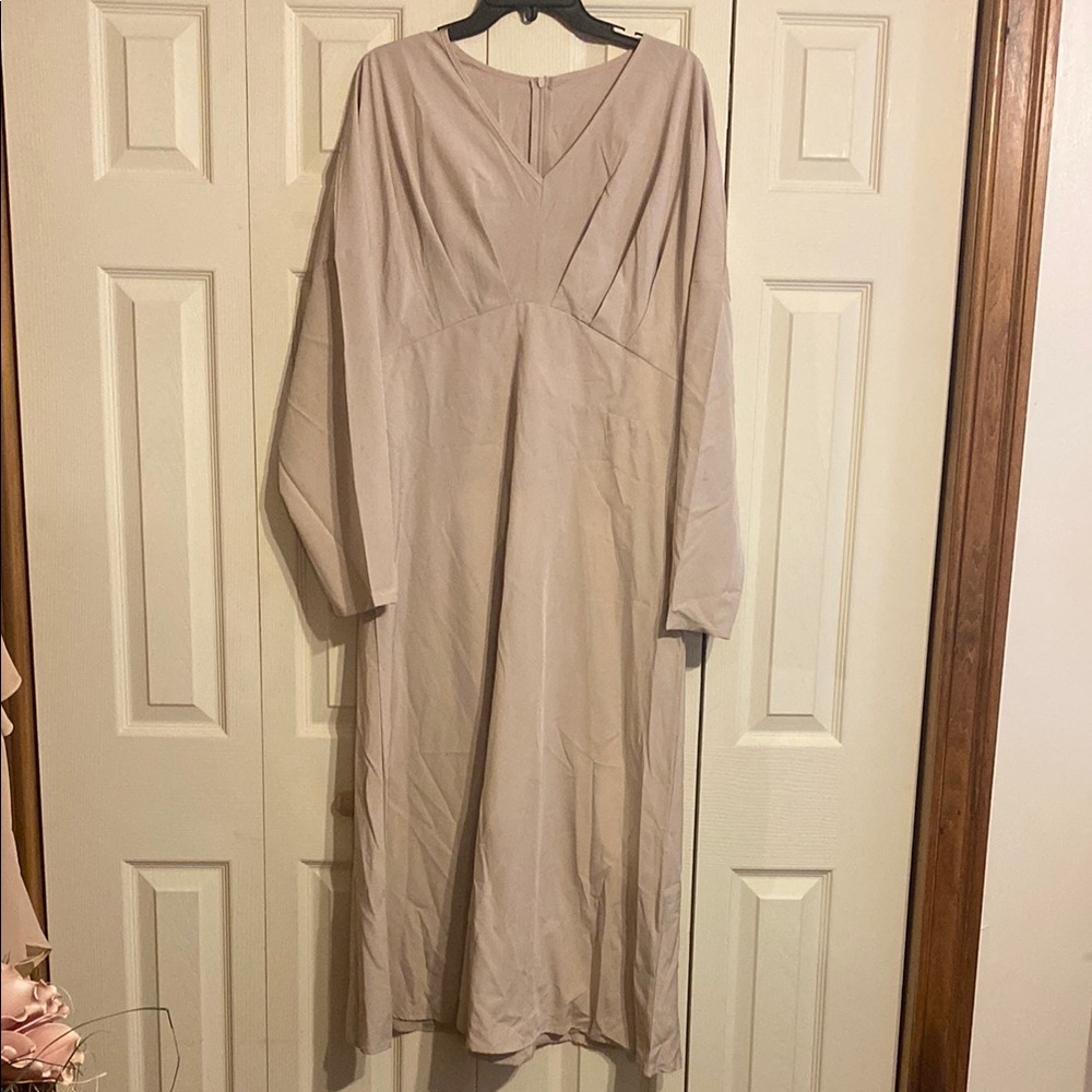 NWOT Elegant Beige Long Sleeve Dress